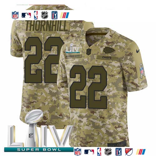 Personalized Chiefs #22 Juan Thornhill Camo Super Bowl LIV 2020 Men’s Stitched NFL Limited 2018 Salute To Service Jersey