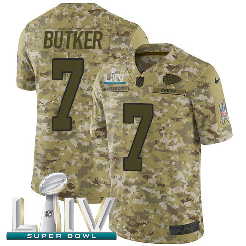Personalized Chiefs #7 Harrison Butker Camo Super Bowl LIV 2020 Men’s Stitched NFL Limited 2018 Salute To Service Jersey