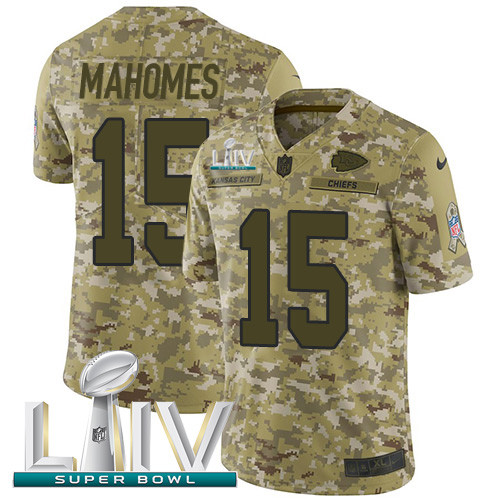 Personalized Chiefs #15 Patrick Mahomes Camo Super Bowl LIV 2020 Men’s Stitched NFL Limited 2018 Salute To Service Jersey