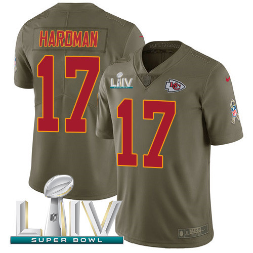 Personalized Chiefs #17 Mecole Hardman Olive Super Bowl LIV 2020 Men’s Stitched NFL Limited 2017 Salute To Service Jersey