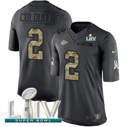 Personalized Chiefs #2 Dustin Colquitt Black Super Bowl LIV 2020 Men’s Stitched NFL Limited 2016 Salute to Service Jersey