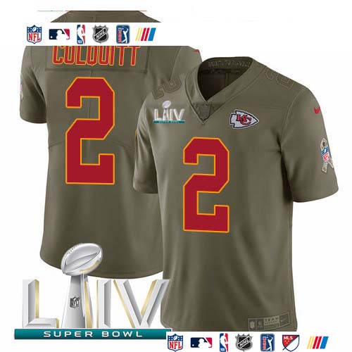 Personalized Chiefs #2 Dustin Colquitt Olive Super Bowl LIV 2020 Men’s Stitched NFL Limited 2017 Salute To Service Jersey