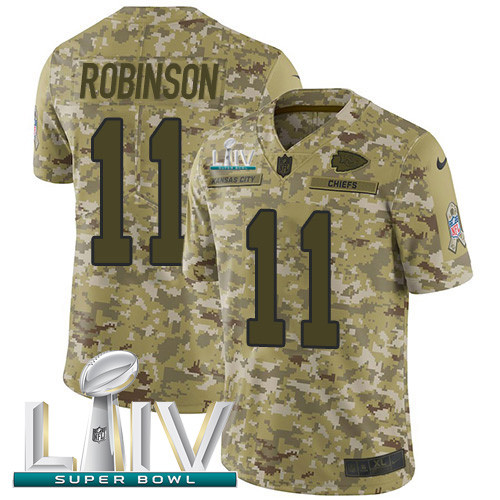 Personalized Chiefs #11 Demarcus Robinson Camo Super Bowl LIV 2020 Men’s Stitched NFL Limited 2018 Salute To Service Jersey