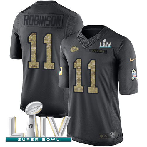 Personalized Chiefs #11 Demarcus Robinson Black Super Bowl LIV 2020 Men’s Stitched NFL Limited 2016 Salute to Service Jersey