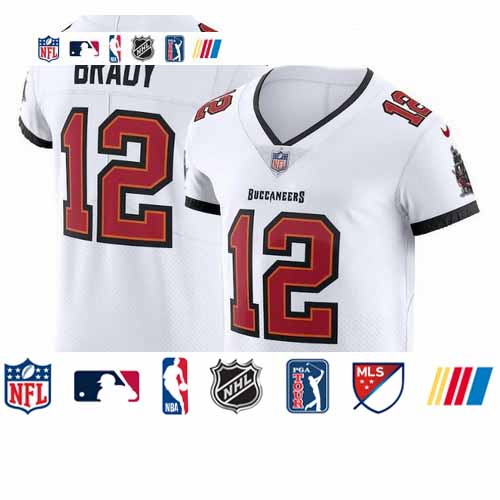 Personalized Tampa Bay Buccaneers #12 Tom Brady Men’s White Elite Jersey