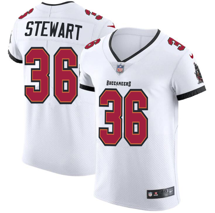 Personalized Tampa Bay Buccaneers #36 M.J. Stewart Men’s White Elite Jersey
