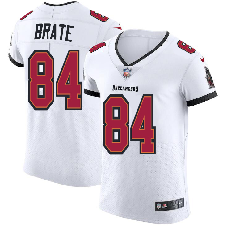 Personalized Tampa Bay Buccaneers #84 Cameron Brate Men’s White Elite Jersey