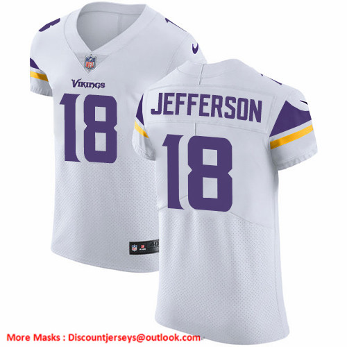 Personalized Vikings #18 Justin Jefferson White Men’s Stitched NFL New Elite Jersey