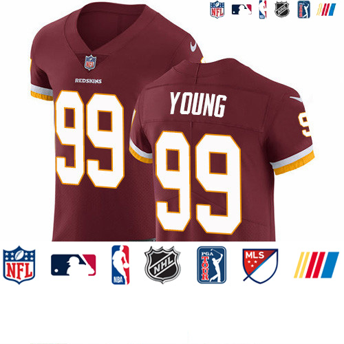 Personalized Redskins #99 Chase Young Burgundy Red Team Color Men’s Stitched NFL Untouchable Elite Jersey
