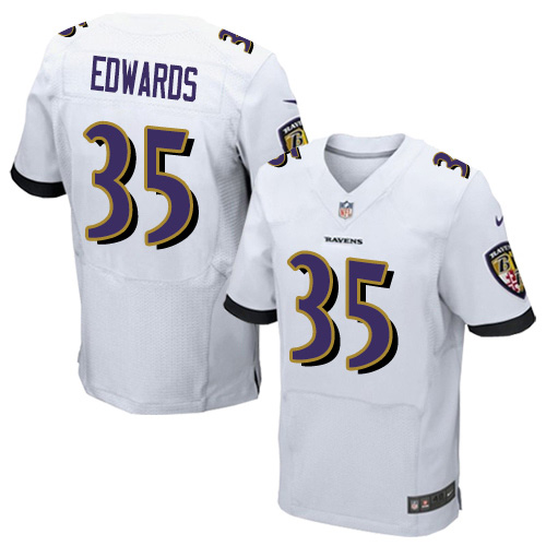 Personalized Ravens #35 Gus Edwards White Men’s Stitched NFL New Elite Jersey