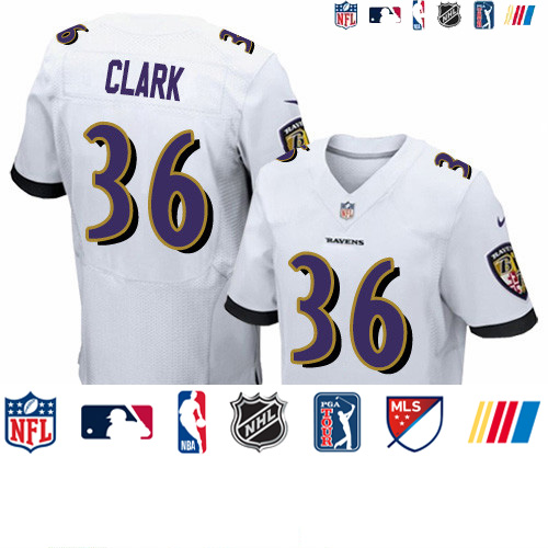 Personalized Ravens #36 Chuck Clark White Men’s Stitched NFL New Elite Jersey