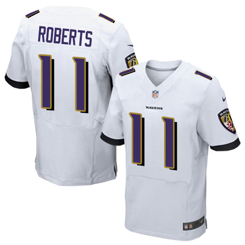 Personalized Ravens #11 Seth Roberts White Men’s Stitched NFL New Elite Jersey