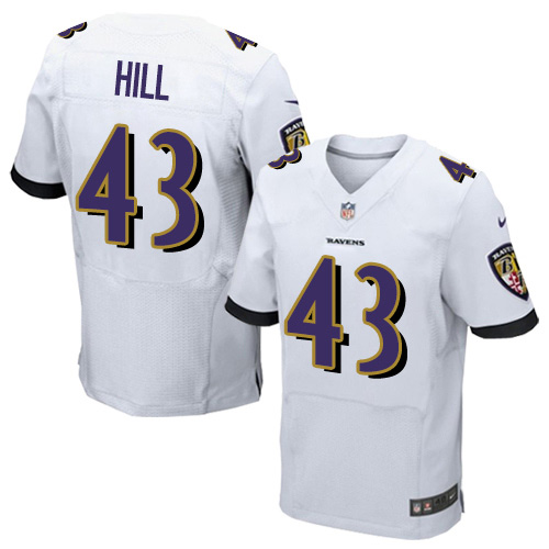 Personalized Ravens #43 Justice Hill White Men’s Stitched NFL New Elite Jersey