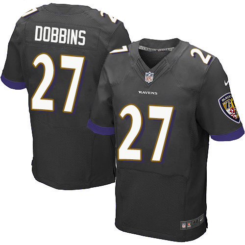 Personalized Ravens #27 J.K. Dobbins Black Alternate Men’s Stitched NFL New Elite Jersey
