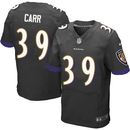 Personalized Ravens #39 Brandon Carr Black Alternate Men’s Stitched NFL New Elite Jersey