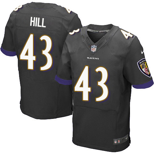 Personalized Ravens #43 Justice Hill Black Alternate Men’s Stitched NFL New Elite Jersey
