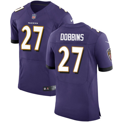 Personalized Ravens #27 J.K. Dobbins Purple Team Color Men’s Stitched NFL Untouchable Elite Jersey