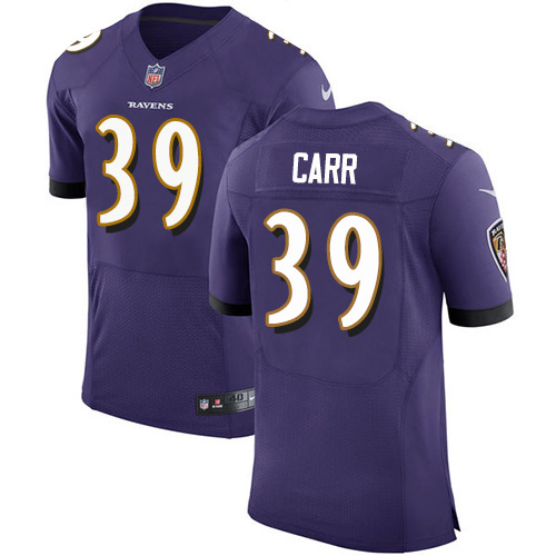Personalized Ravens #39 Brandon Carr Purple Team Color Men’s Stitched NFL Untouchable Elite Jersey