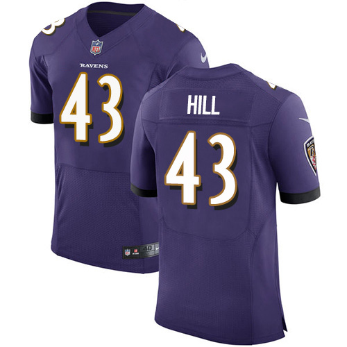 Personalized Ravens #43 Justice Hill Purple Team Color Men’s Stitched NFL Untouchable Elite Jersey