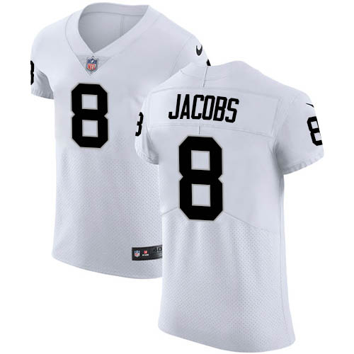 Personalized Raiders #8 Josh Jacobs White Men’s Stitched NFL Untouchable Elite Jersey