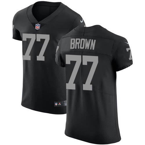 Personalized Raiders #77 Trent Brown Black Team Color Men’s Stitched NFL Untouchable Elite Jersey