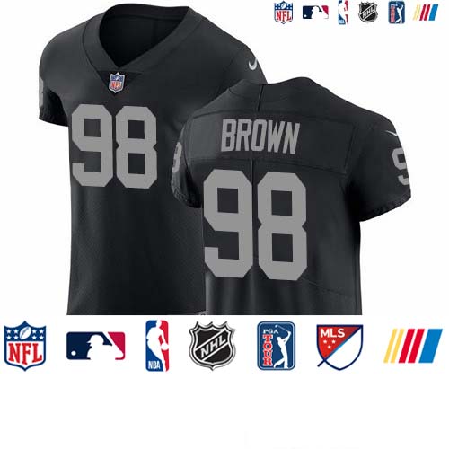 Personalized Raiders #98 Trent Brown Black Team Color Men’s Stitched NFL Untouchable Elite Jersey