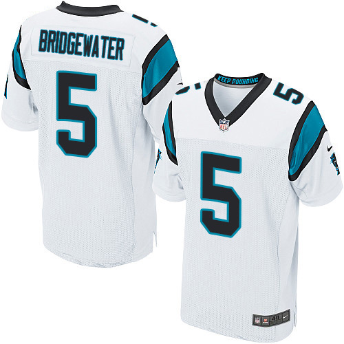Personalized Panthers #5 Teddy Bridgewater White Men’s Stitched NFL New Elite Jersey