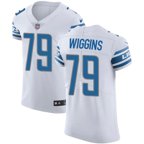 Personalized Lions #79 Kenny Wiggins White Men’s Stitched NFL New Elite Jersey