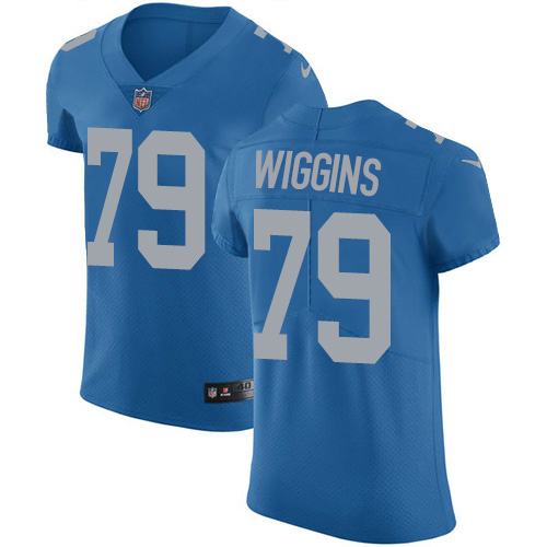 Personalized Lions #79 Kenny Wiggins Blue Throwback Men’s Stitched NFL Untouchable Elite Jersey