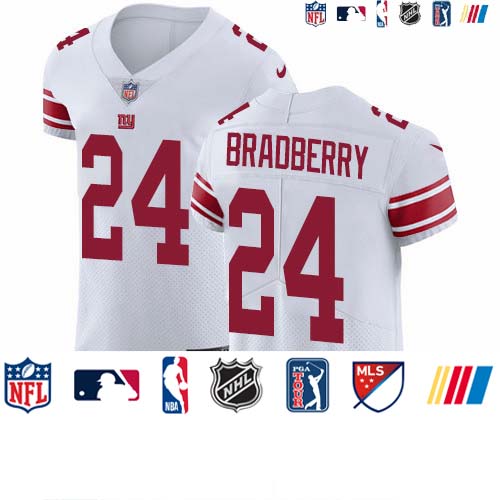 Personalized Giants #24 James Bradberry White Men’s Stitched NFL New Elite Jersey