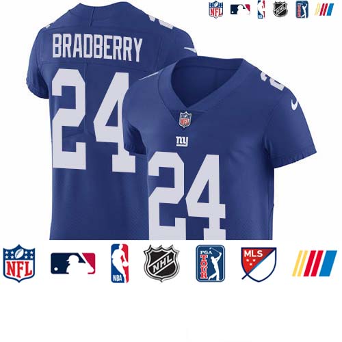Personalized Giants #24 James Bradberry Royal Blue Team Color Men’s Stitched NFL Untouchable Elite Jersey