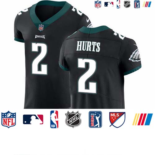 Personalized Eagles #2 Jalen Hurts Black Alternate Men’s Stitched NFL New Elite Jersey