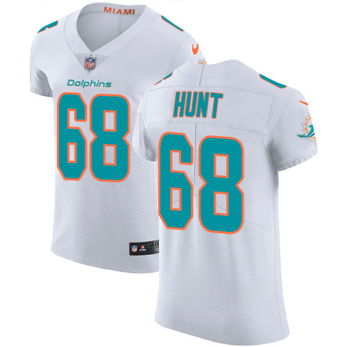 Personalized Dolphins #68 Robert Hunt White Men’s Stitched NFL New Elite Jersey