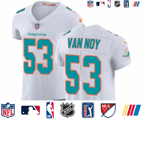Personalized Dolphins #53 Kyle Van Noy White Men’s Stitched NFL New Elite Jersey