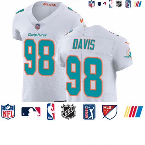 Personalized Dolphins #98 Raekwon Davis White Men’s Stitched NFL New Elite Jersey