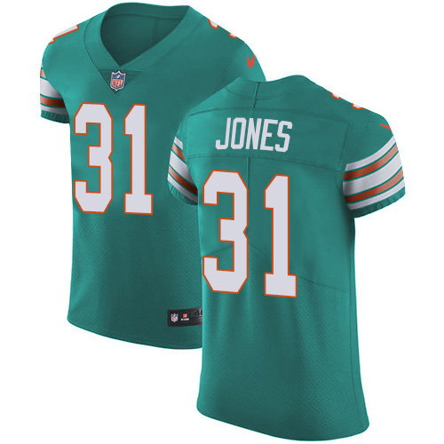 Personalized Dolphins #31 Byron Jones Aqua Green Alternate Men’s Stitched NFL New Elite Jersey