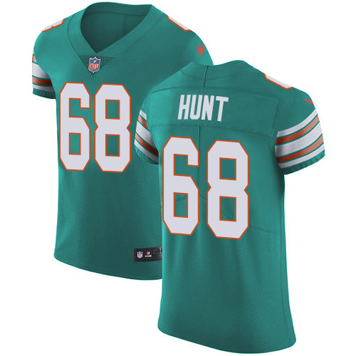 Personalized Dolphins #68 Robert Hunt Aqua Green Alternate Men’s Stitched NFL New Elite Jersey
