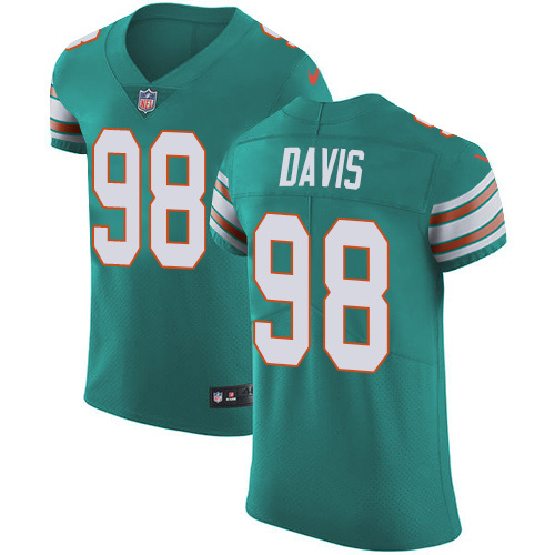 Personalized Dolphins #98 Raekwon Davis Aqua Green Alternate Men’s Stitched NFL New Elite Jersey