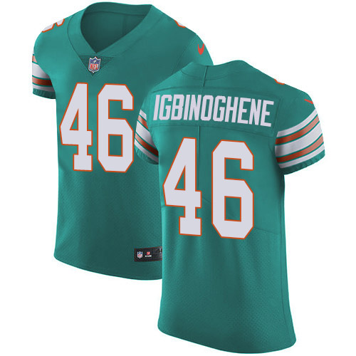Personalized Dolphins #46 Noah Igbinoghene Aqua Green Alternate Men’s Stitched NFL New Elite Jersey