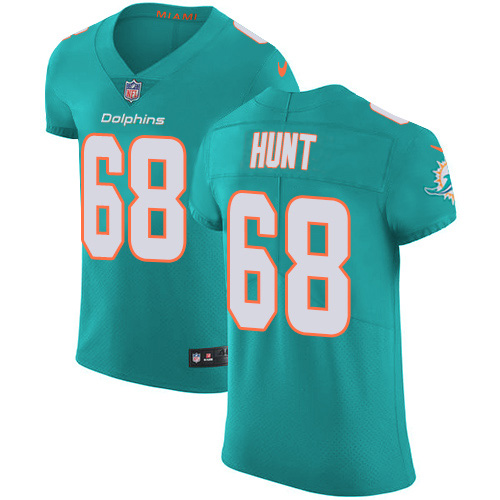 Personalized Dolphins #68 Robert Hunt Aqua Green Team Color Men’s Stitched NFL Untouchable Elite Jersey