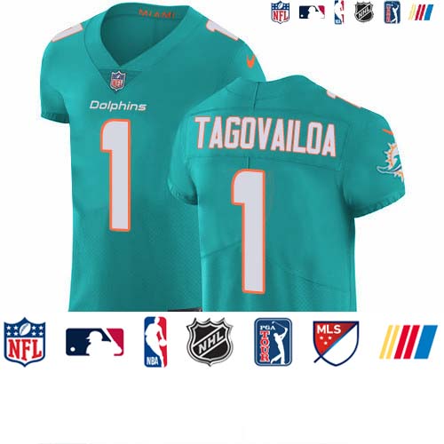Personalized Dolphins #1 Tua Tagovailoa Aqua Green Team Color Men’s Stitched NFL Untouchable Elite Jersey