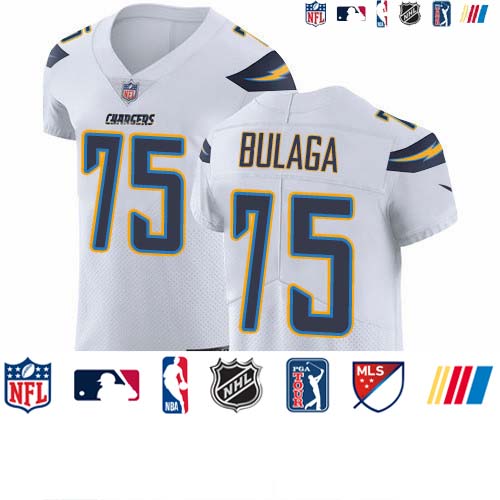 Personalized Chargers #75 Bryan Bulaga White Men’s Stitched NFL New Elite Jersey