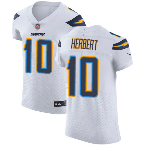 Personalized Chargers #10 Justin Herbert White Men’s Stitched NFL New Elite Jersey