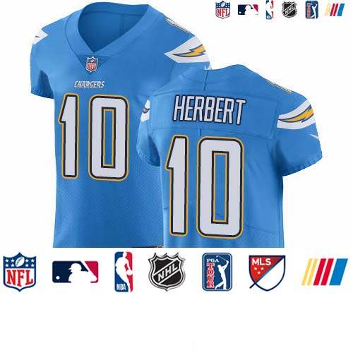 Personalized Chargers #10 Justin Herbert Electric Blue Alternate Men’s Stitched NFL New Elite Jersey