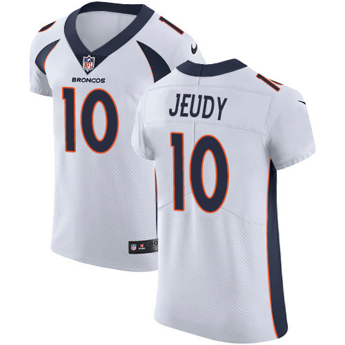 Personalized Broncos #10 Jerry Jeudy White Men’s Stitched NFL New Elite Jersey