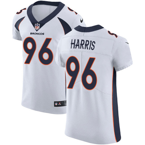 Personalized Broncos #96 Shelby Harris White Men’s Stitched NFL New Elite Jersey