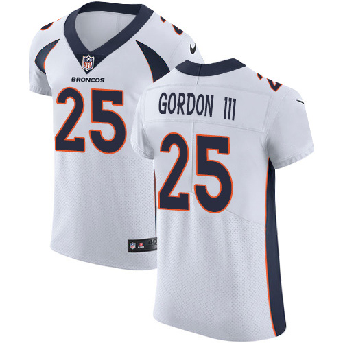 Personalized Broncos #25 Melvin Gordon III White Men’s Stitched NFL New Elite Jersey