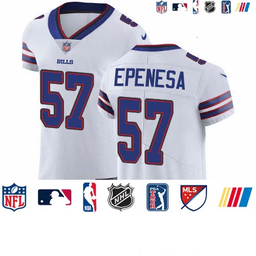 Personalized Bills #57 A.J. Epenesas White Men’s Stitched NFL New Elite Jersey