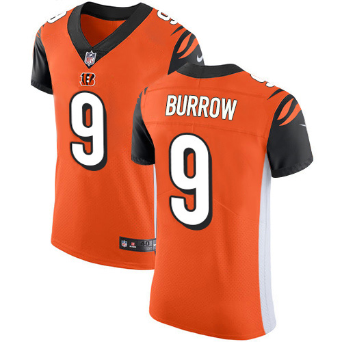 Personalized Bengals #9 Joe Burrow Orange Alternate Men’s Stitched NFL New Elite Jersey