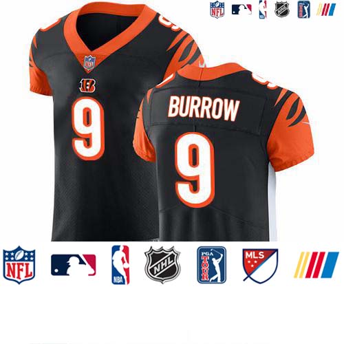 Personalized Bengals #9 Joe Burrow Black Team Color Men’s Stitched NFL Untouchable Elite Jersey